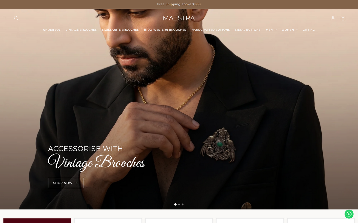 Maestra website, desktop view
